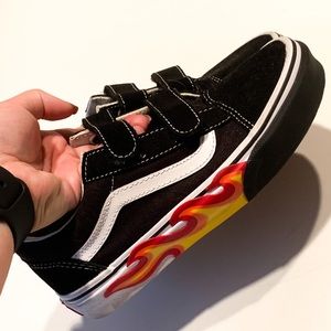 Kids size 3 flame velcro vans